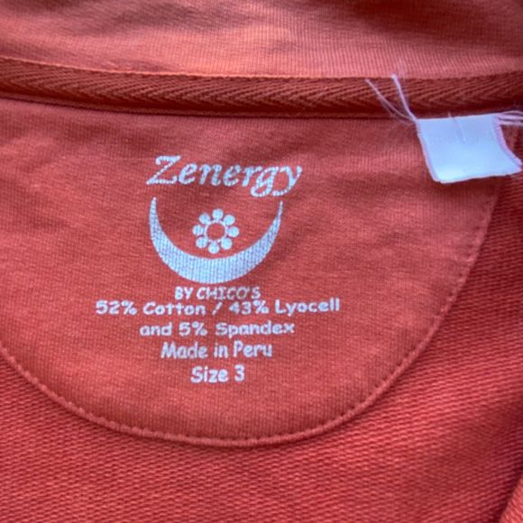 Zenergy Chico's Sweatshirt Full Zip 3/XL Orange Long Sleeve Lyocell Athleisure - Picture 5 of 7